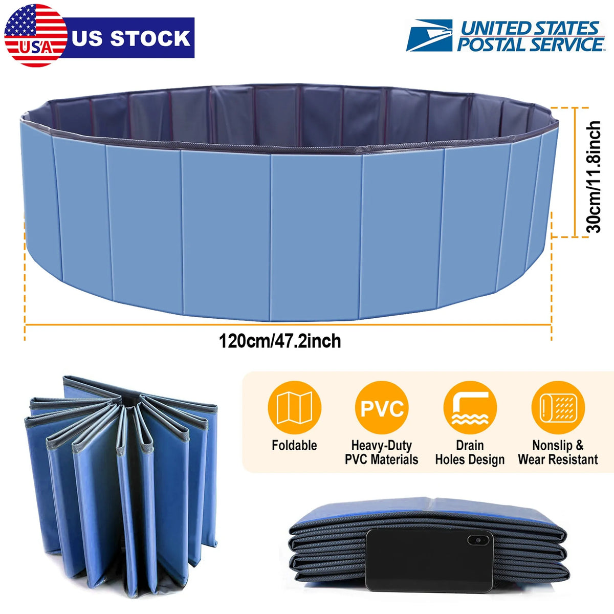 Foldable Pet Swimming Pool PVC Kiddie Baby Dog Swim Pool