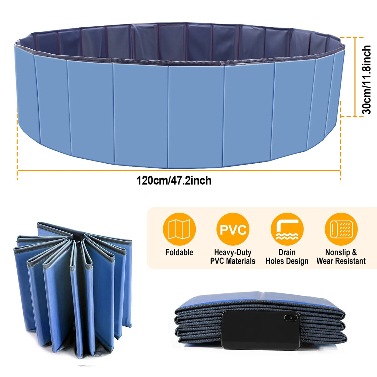 Foldable Pet Swimming Pool PVC Kiddie Baby Dog Swim Pool