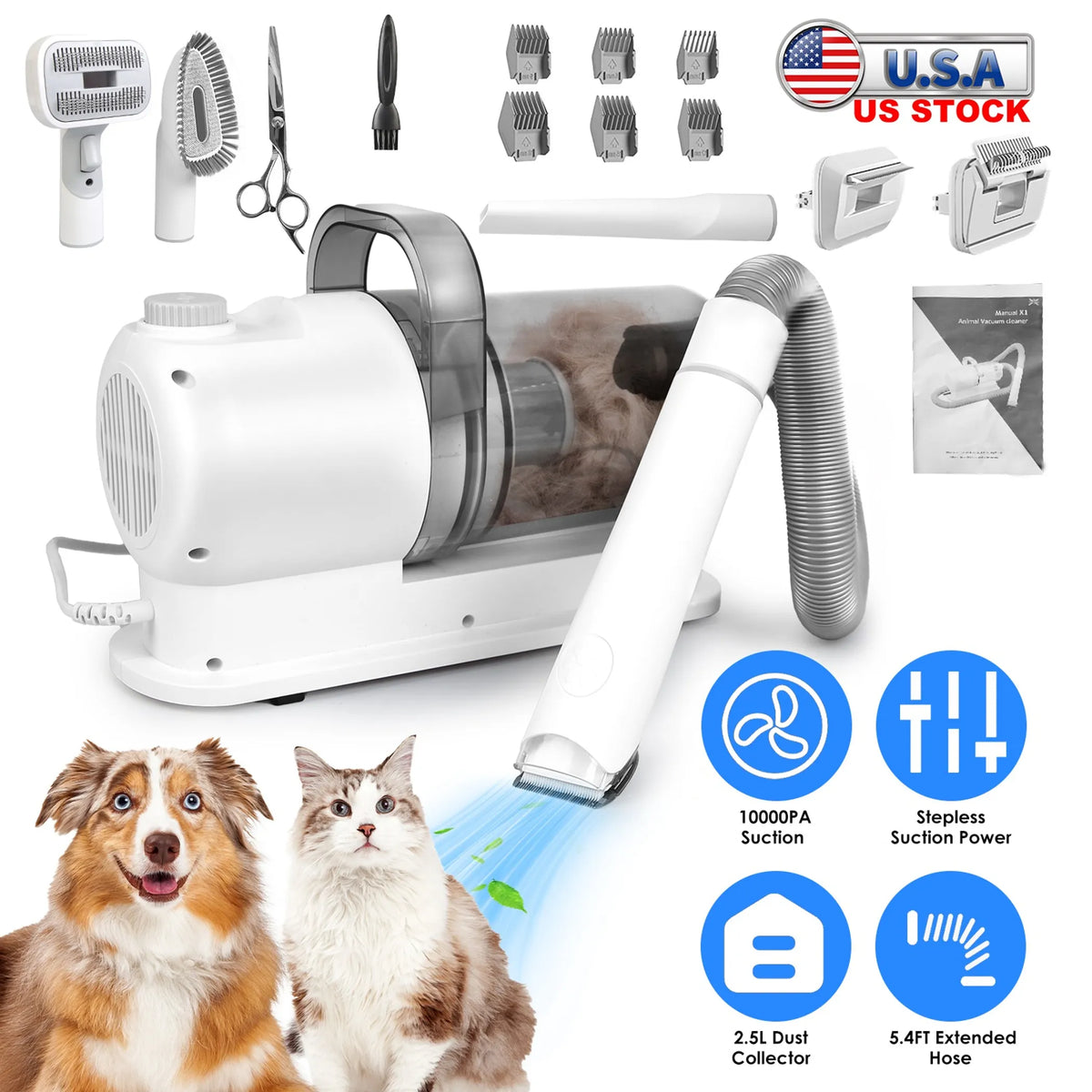 Professional Pet Hair Grooming Vacuuming Kit