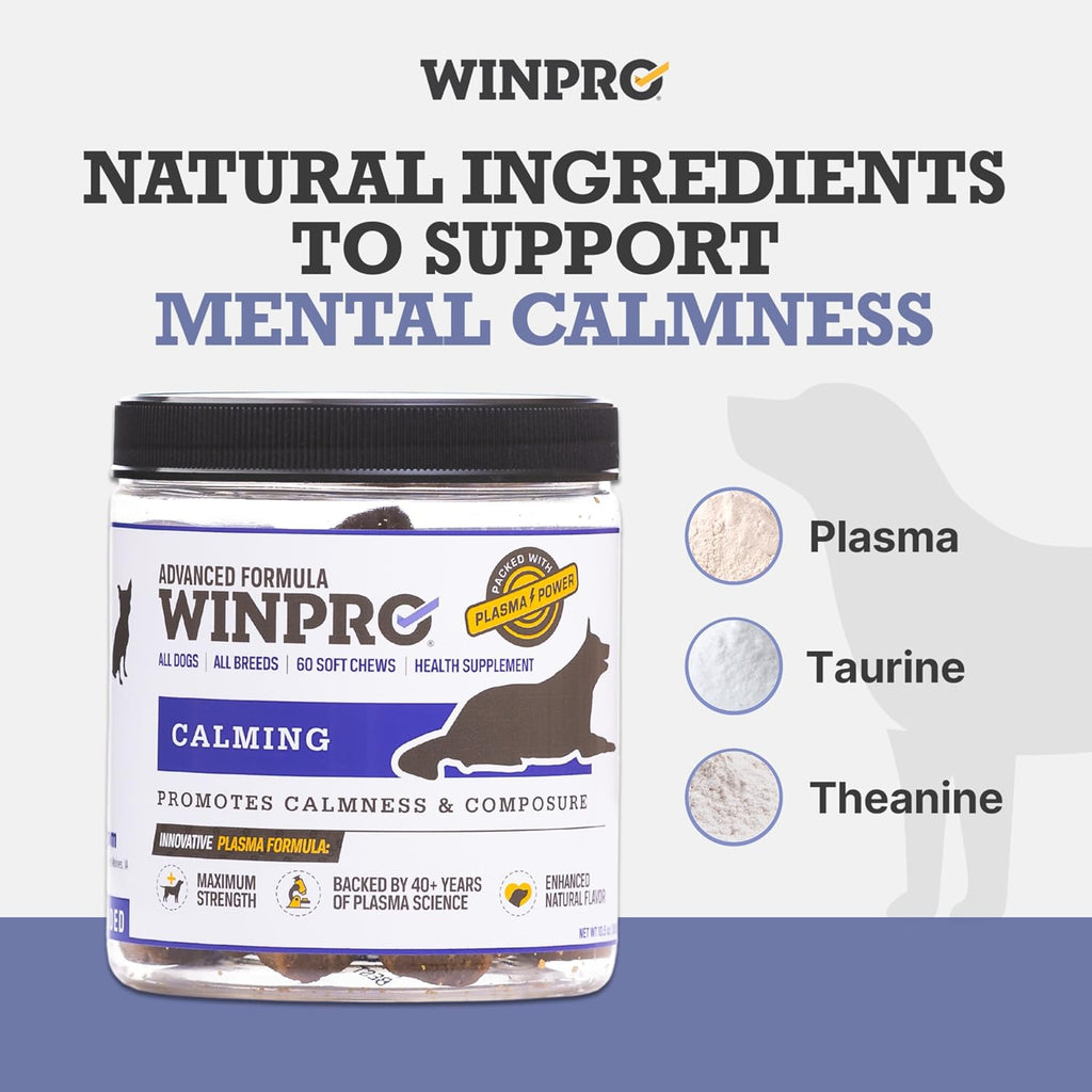 Calming Chews for Dogs – Plasma-Powered Soft Chews to Promote Relaxation and Calming Effect – Made with Natural Ingredients, Grain-Free - Suitable for All Breeds & Sizes – 60 Count