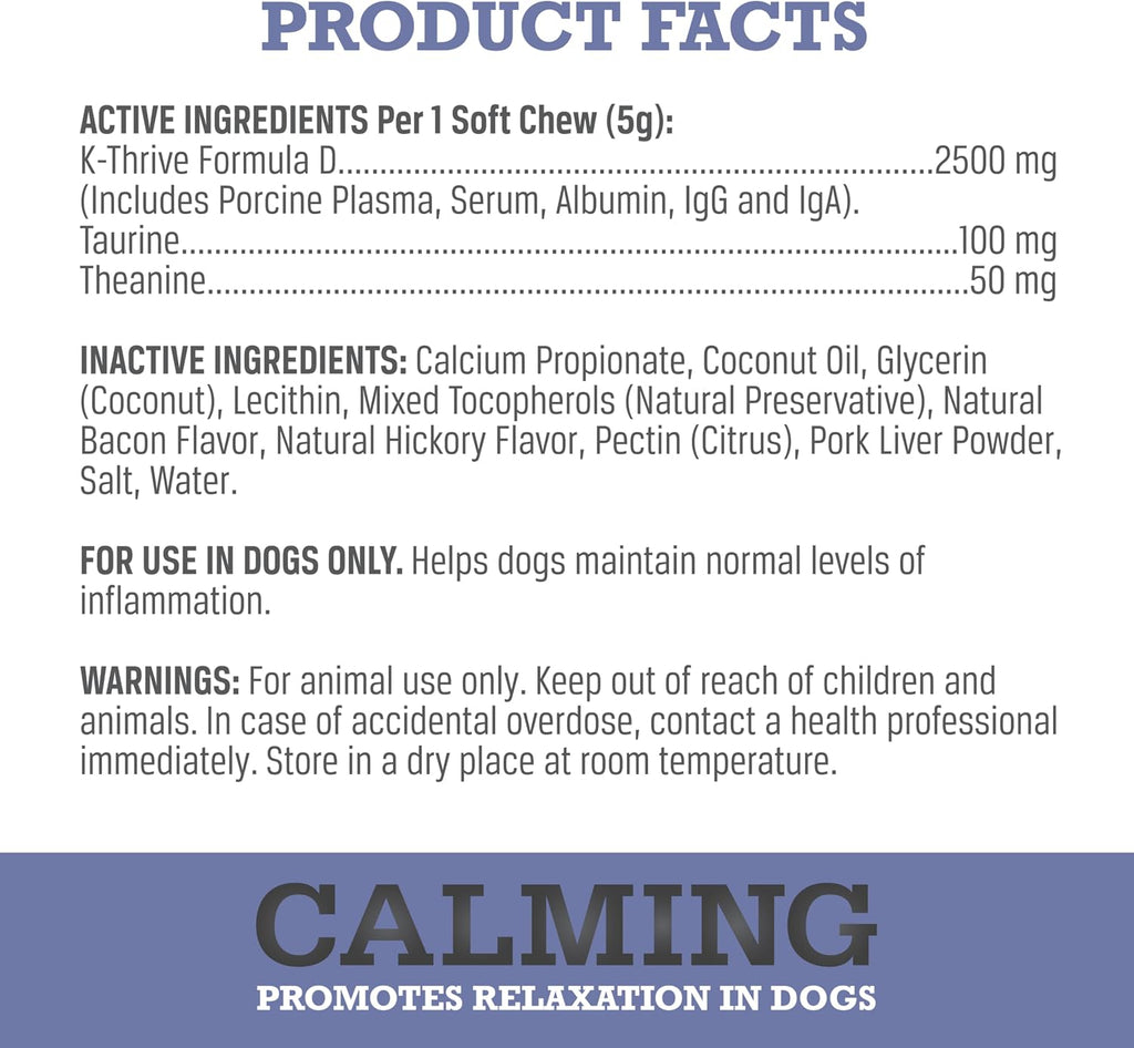 Calming Chews for Dogs – Plasma-Powered Soft Chews to Promote Relaxation and Calming Effect – Made with Natural Ingredients, Grain-Free - Suitable for All Breeds & Sizes – 60 Count