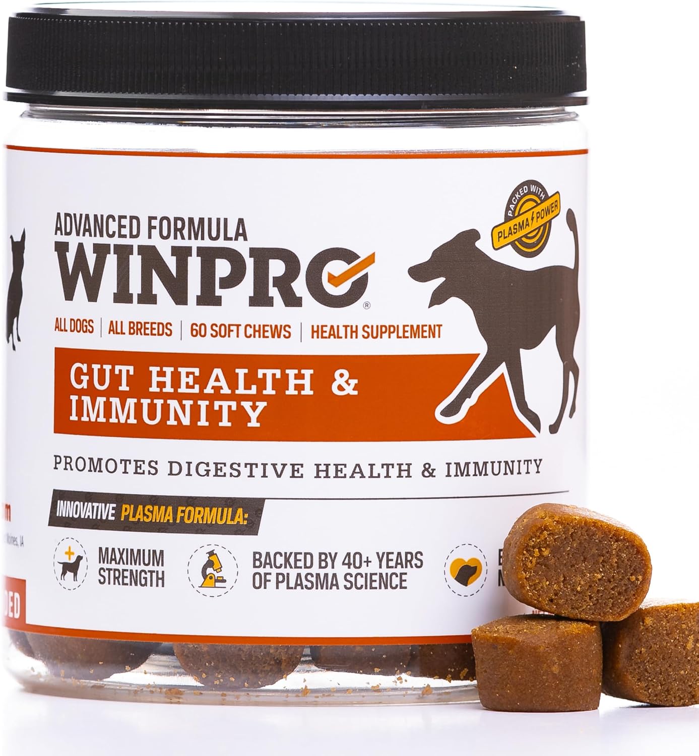 Dog Gut Health Supplement – Plasma-Powered Soft Chews for Dog Immune Health Support & Gut Health, Made with Natural Ingredients for Dogs of All Breeds & Sizes - 60 Count