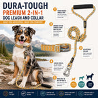 Dog Helios ® 'Dura-Tough' 2-in-1 Reflective Adjustable Fashion Dog Leash and Collar
