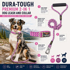 Dog Helios ® 'Dura-Tough' 2-in-1 Reflective Adjustable Fashion Dog Leash and Collar