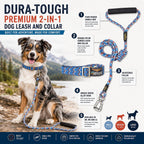 Dog Helios ® 'Dura-Tough' 2-in-1 Reflective Adjustable Fashion Dog Leash and Collar