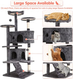 Ultimate 54-Inch Double Condo Cat Tree Tower with Scratching Post & Cozy Perch for Indoor Cats - Stylish Ashy Design