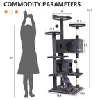 Ultimate 54-Inch Double Condo Cat Tree Tower with Scratching Post & Cozy Perch for Indoor Cats - Stylish Ashy Design